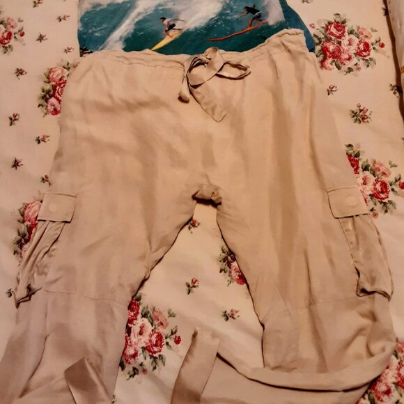 CAMI NYC Silk/Linen cargo joggers/drop waist/large/Ultra Soft luxury! - Picture 1 of 9